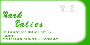 mark balics business card